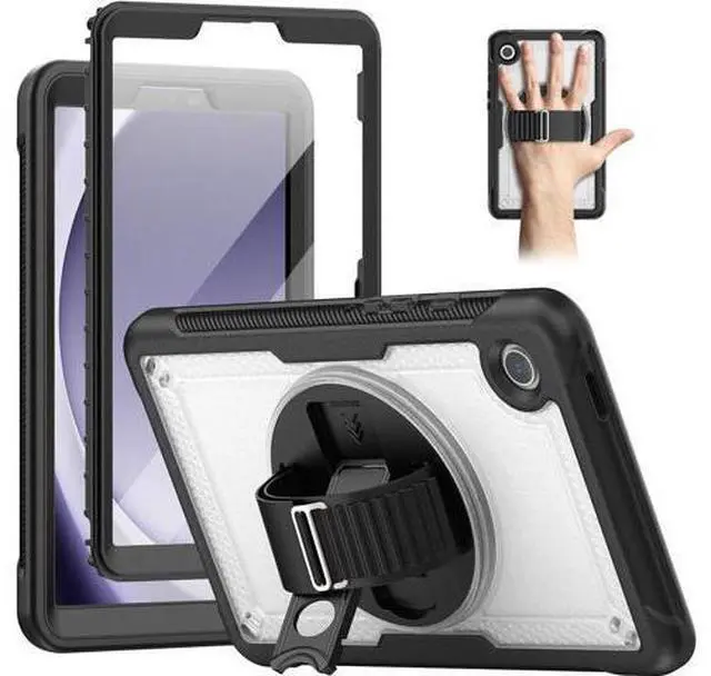 Main image of Case for Galaxy Tab A9 Plus Case 11 Inch, Protective with Screen Protector/Rotating Stand/Hand Strap/Pen Holder, Sturdy Light Galaxy A9 Plus Tablet Case 2023 SM-X210/X216/X218, Clear