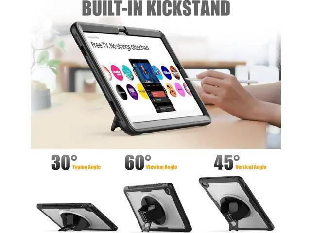 Alt view image 5 of 7 - Case for Galaxy Tab A9 Plus Case 11 Inch, Protective with Screen Protector/Rotating Stand/Hand Strap/Pen Holder, Sturdy Light Galaxy A9 Plus Tablet Case 2023 SM-X210/X216/X218, Clear
