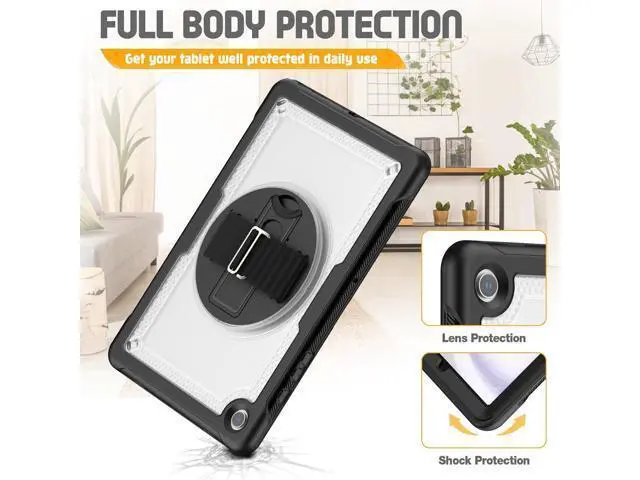 Alt view image 6 of 7 - Case for Galaxy Tab A9 Plus Case 11 Inch, Protective with Screen Protector/Rotating Stand/Hand Strap/Pen Holder, Sturdy Light Galaxy A9 Plus Tablet Case 2023 SM-X210/X216/X218, Clear