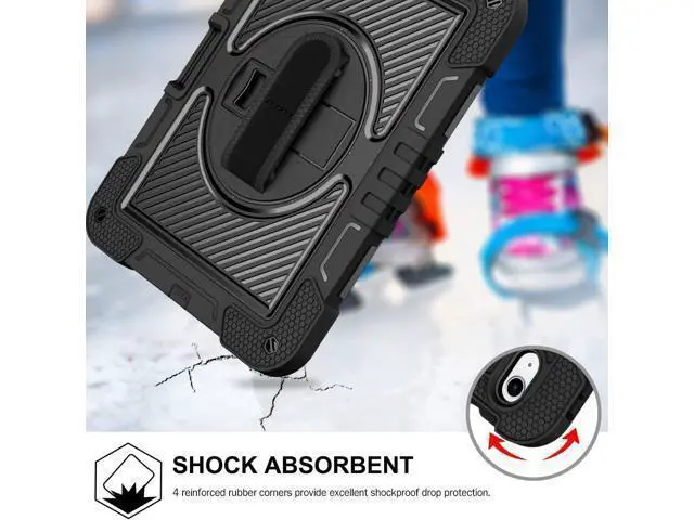 Alt view image 2 of 7 - Case for iPad 10th Generation 10.9 Inch 2022, Built-in Pencil Holder Heavy Duty Shockproof Rugged Protective Case with Full Body 360 Rotate Stand Hand Strap Case