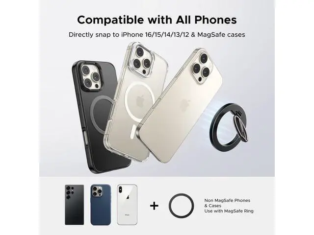 Alt view image 4 of 7 - Magnetic Phone Grip for MagSafe Phone Holder, Universal Strong Magnetic Ring Phone Stand Compatible with iPhone 16 Pro, iPhone 15 Pro Max, iPhone 14 13 12, MagSafe Accessories