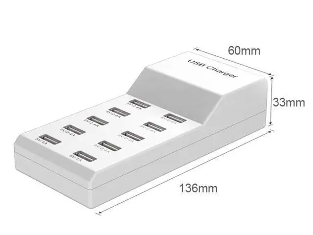 Alt view image 7 of 7 - USB Charger USB Wall Charger with Rapid Charging Auto Detect Technology Safety Guaranteed 10-Port Family-Sized Smart USB Ports for Multiple Devices Smart Phone Tablet Laptop Computer