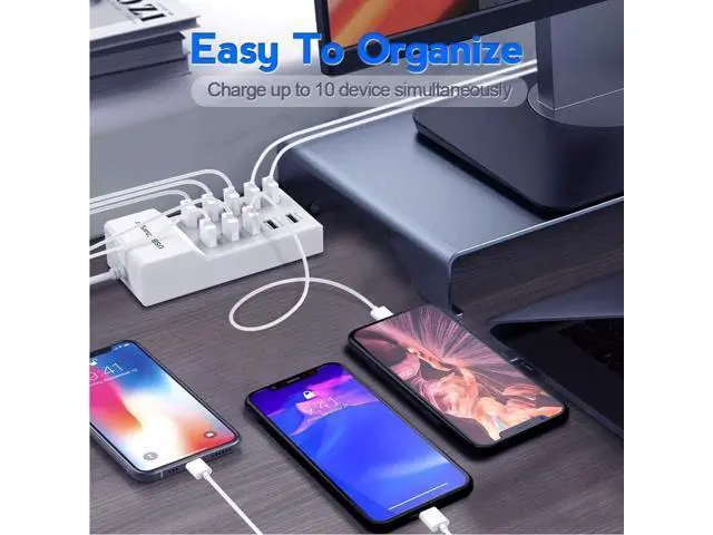 Alt view image 5 of 7 - USB Charger USB Wall Charger with Rapid Charging Auto Detect Technology Safety Guaranteed 10-Port Family-Sized Smart USB Ports for Multiple Devices Smart Phone Tablet Laptop Computer