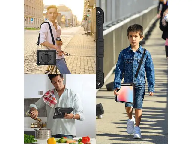 Alt view image 5 of 7 - Case for iPad 10th Generation 10.9 Inch 2022, Built-in Pencil Holder Heavy Duty Shockproof Rugged Protective Case with Full Body 360 Rotate Stand Hand Strap Case