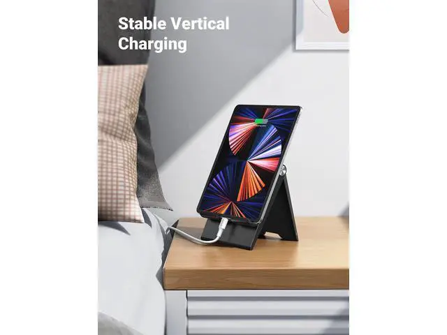 Alt view image 4 of 7 - Tablet Stand Holder Foldable Desktop Stand Protable Holder Adjustable Charging Dock Compatible for Phones, iPad, iPad Pro 11 Inch, iPad Mini 5 4 3 2, iPad Air, Nintendo Switch Black