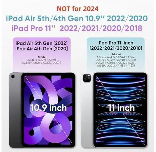 Alt view image 2 of 7 - for iPad Pro 11 inch Case 2022/2021/2020/2018 (4th/3rd/2nd/1st) & iPad Air 5th/4th Generation Case 10.9 inch with Adjustable Hand Strap Stand, Pencil Holder, Screen Protector - Blue