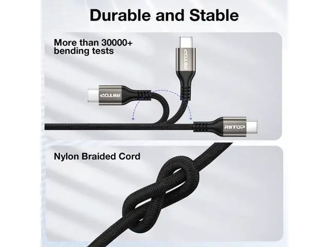 Alt view image 5 of 7 - USB C to USB C Cable (6.6ft 240W, 2Pack), Type C PD Charging Cable for iPhone 15/15Pro,MacBook Pro 2020, iPad Pro 2020, iPad Air 4, Samsung Galaxy S23+/S23 Ultra/S22 Ultra 2 Pack