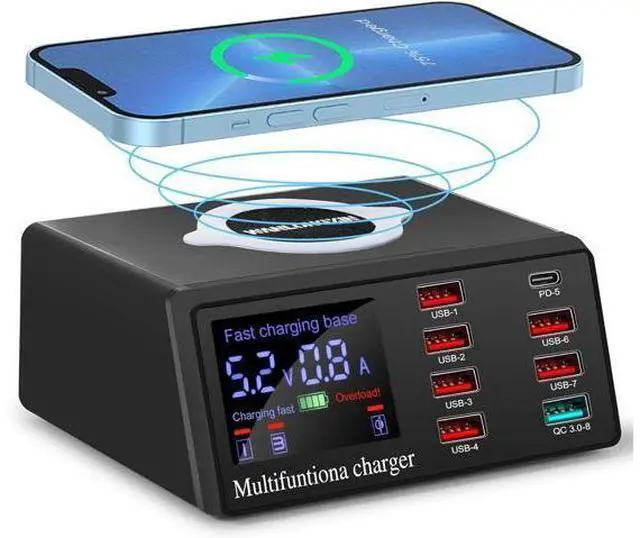 Main image of USB Charging Station 100w 8-Port USB C Charging Station, Charging Station for Multiple Devices Apple, Compatible with Various Brands of Mobile Phones, Etc