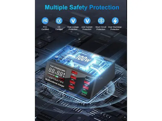 Alt view image 4 of 7 - USB Charging Station 100w 8-Port USB C Charging Station, Charging Station for Multiple Devices Apple, Compatible with Various Brands of Mobile Phones, Etc