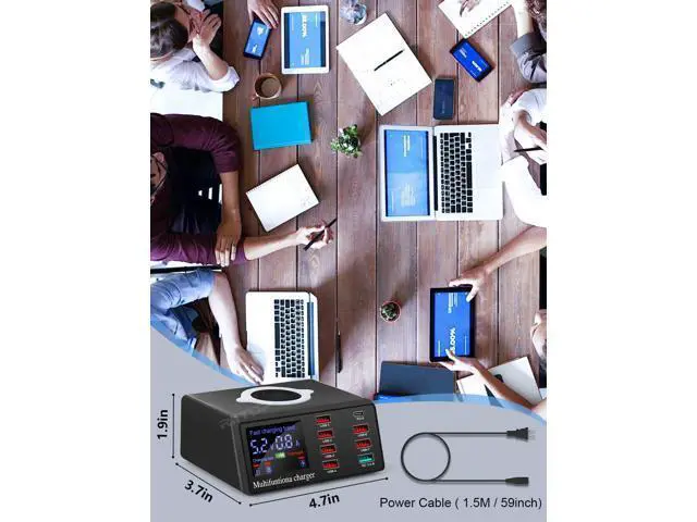Alt view image 6 of 7 - USB Charging Station 100w 8-Port USB C Charging Station, Charging Station for Multiple Devices Apple, Compatible with Various Brands of Mobile Phones, Etc