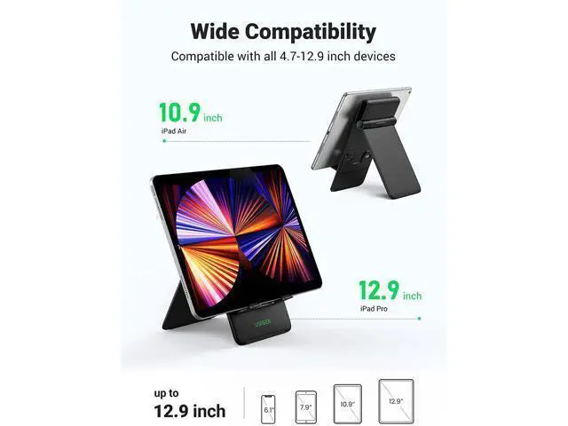 Alt view image 2 of 7 - Tablet Stand Holder Adjustable Desktop Portable Stand Dock Foldable Tablet Stand Compatible for Phones, iPad, iPad Pro 11 Inch, iPad Mini 5 4 3 2, iPad Air, Nintendo Switch Black