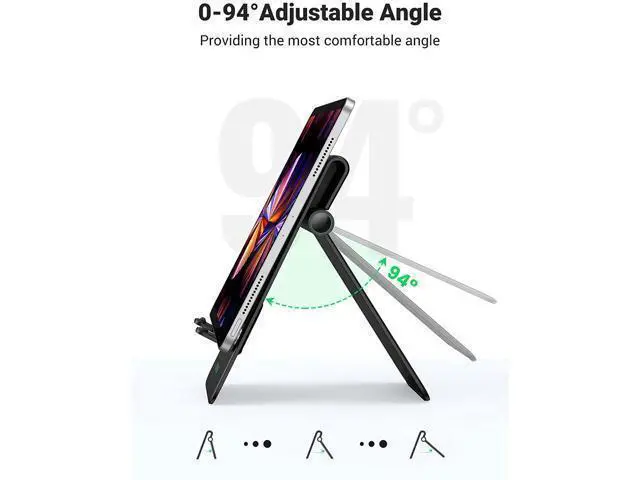 Alt view image 4 of 7 - Tablet Stand Holder Adjustable Desktop Portable Stand Dock Foldable Tablet Stand Compatible for Phones, iPad, iPad Pro 11 Inch, iPad Mini 5 4 3 2, iPad Air, Nintendo Switch Black