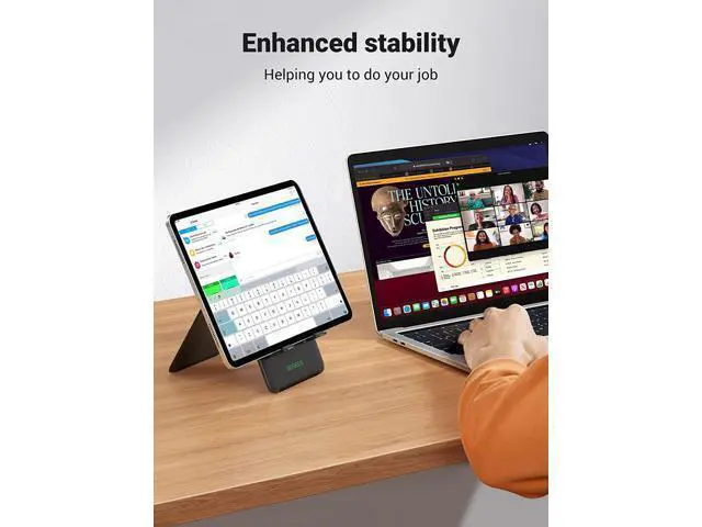 Alt view image 7 of 7 - Tablet Stand Holder Adjustable Desktop Portable Stand Dock Foldable Tablet Stand Compatible for Phones, iPad, iPad Pro 11 Inch, iPad Mini 5 4 3 2, iPad Air, Nintendo Switch Black