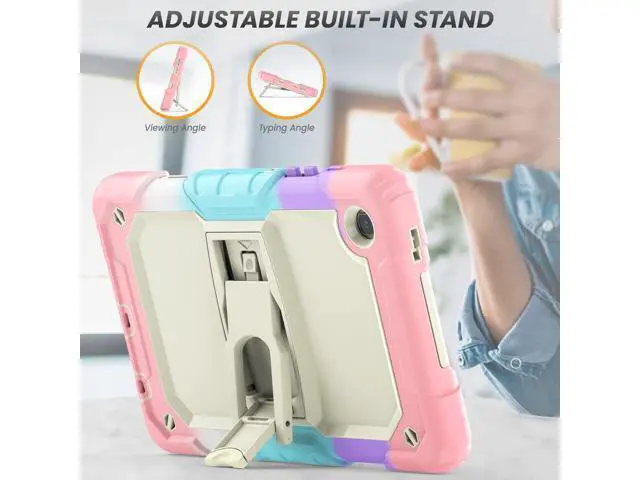 Alt view image 3 of 7 - for Shockproof Galaxy Tab A7 Lite Case 2021 with Screen Protector/Built-in Stand for Galaxy A7 Lite Tablet Case 8.7 Inch Case Cover SM-T220 SM-T225 SM-T227, Pink