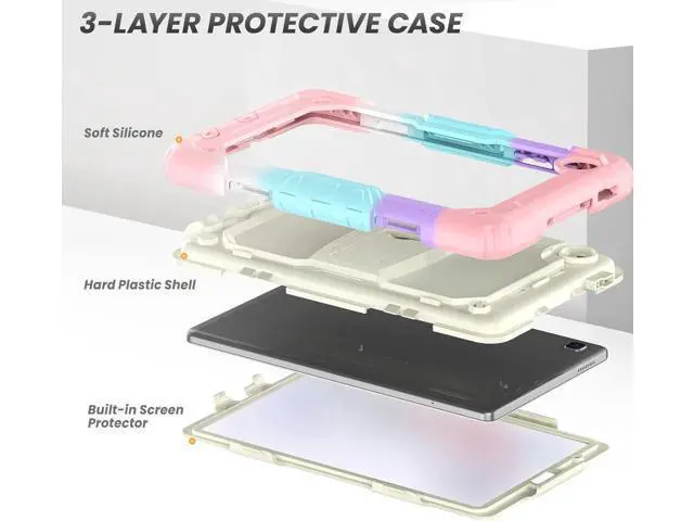 Alt view image 5 of 7 - for Shockproof Galaxy Tab A7 Lite Case 2021 with Screen Protector/Built-in Stand for Galaxy A7 Lite Tablet Case 8.7 Inch Case Cover SM-T220 SM-T225 SM-T227, Pink