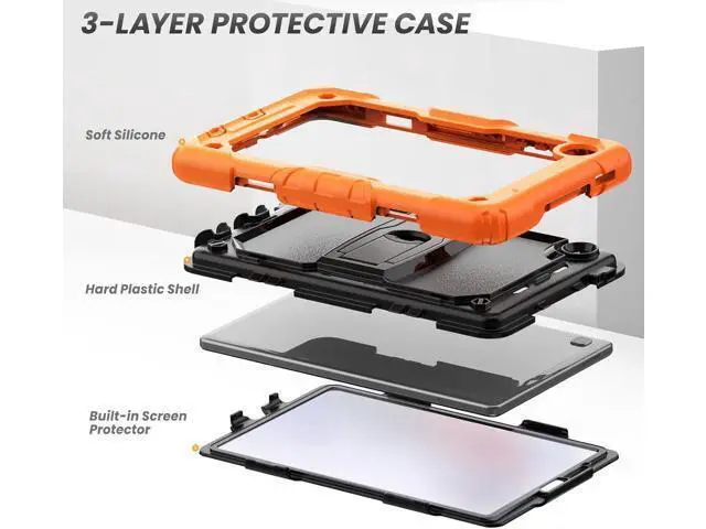 Alt view image 5 of 7 - for Shockproof Galaxy Tab A7 Lite Case 2021 with Screen Protector/Built-in Stand for Galaxy A7 Lite Tablet Case 8.7 Inch Case Cover SM-T220 SM-T225 SM-T227, Orange