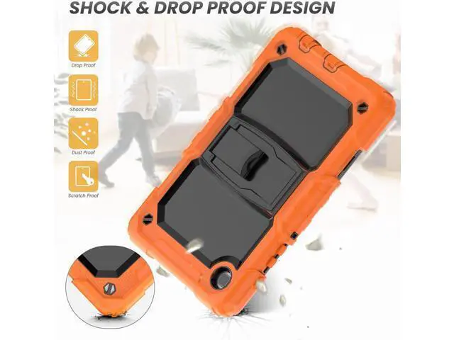 Alt view image 4 of 7 - for Shockproof Galaxy Tab A7 Lite Case 2021 with Screen Protector/Built-in Stand for Galaxy A7 Lite Tablet Case 8.7 Inch Case Cover SM-T220 SM-T225 SM-T227, Orange
