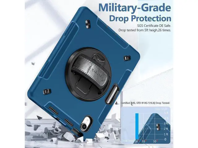 Alt view image 2 of 7 - Case for iPad Mini 6 Case 8.3 Inch 2021, Military Grade Heavy Duty Shockproof Case with Stand - Hand/Shoulder Strap - Pencil Holder for iPad Mini 6th Generation A2567 A2568 A2569 Black
