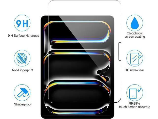 Alt view image 2 of 7 - -2 Pack New iPad Pro 11 Inch M4 2024 Screen Protector Tempered Glass Flim, 9H Hardness Clear Anti-Scratch Screen Protector for iPad Pro 5th Generation 11" 2024