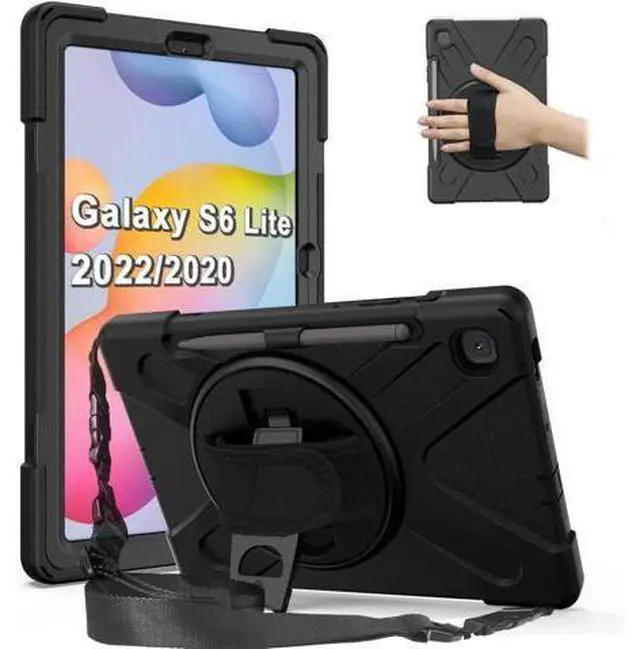 Main image of Galaxy Tab S6 Lite Case2022/2020, SM-P610/P613/P615/P619 Case with S Pen Holder Shockproof Rugged Case with Stand Hand Strap and Shoulder Belt for Galaxy Tab S6 Lite 10.4'',Black