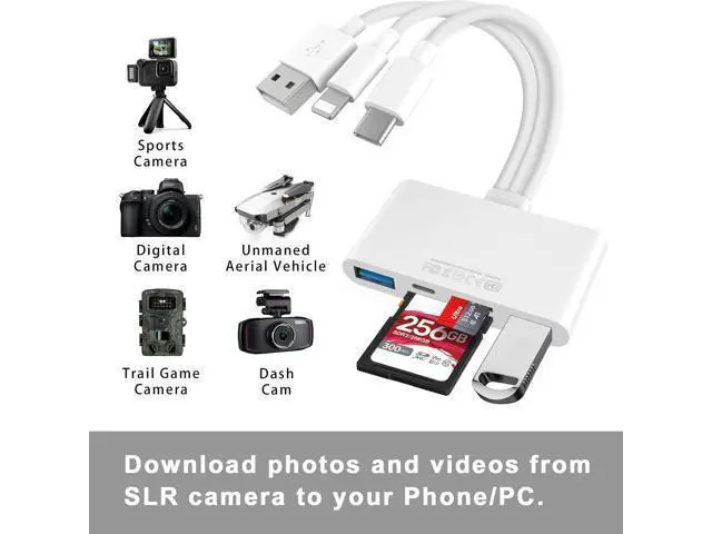 Alt view image 3 of 7 - 5-in-1 Memory Card Reader, USB OTG Adapter & SD Card Reader for i-Phone/i-Pad, USB C and USB A Devices with Micro SD & SD Card Slots, Supports SD/Micro SD/SDHC/SDXC/MMC