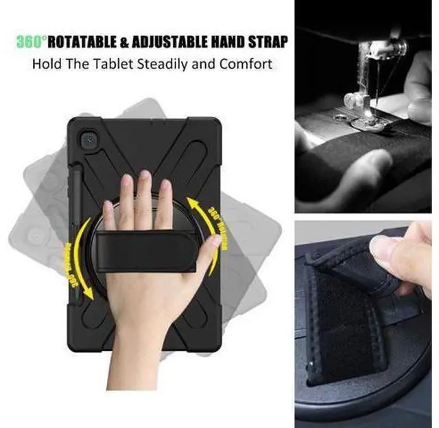 Alt view image 5 of 7 - Galaxy Tab S6 Lite Case2022/2020, SM-P610/P613/P615/P619 Case with S Pen Holder Shockproof Rugged Case with Stand Hand Strap and Shoulder Belt for Galaxy Tab S6 Lite 10.4'',Black