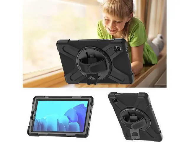 Alt view image 2 of 7 - Galaxy Tab A7 Lite Case 8.7", SM-T225/T220/T227U Shockproof Rugged Case with Stand Hand Strap and Shoulder Belt for Galaxy Tab A7 Lite 8.7 inch 2021-Black
