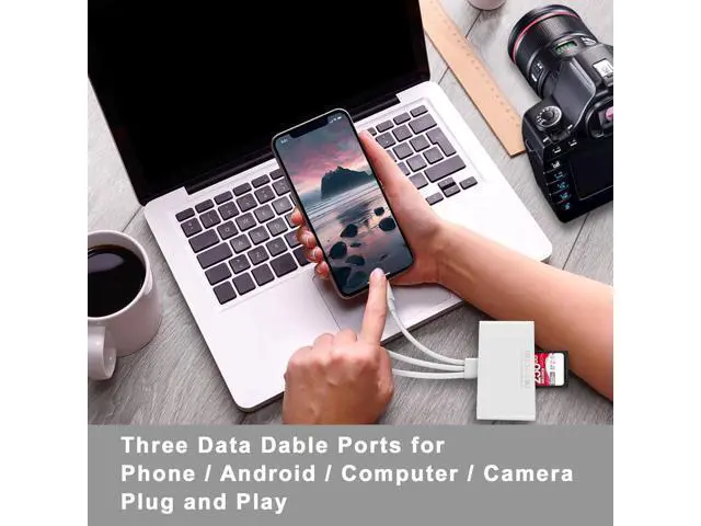 Alt view image 6 of 7 - 5-in-1 Memory Card Reader, USB OTG Adapter & SD Card Reader for i-Phone/i-Pad, USB C and USB A Devices with Micro SD & SD Card Slots, Supports SD/Micro SD/SDHC/SDXC/MMC
