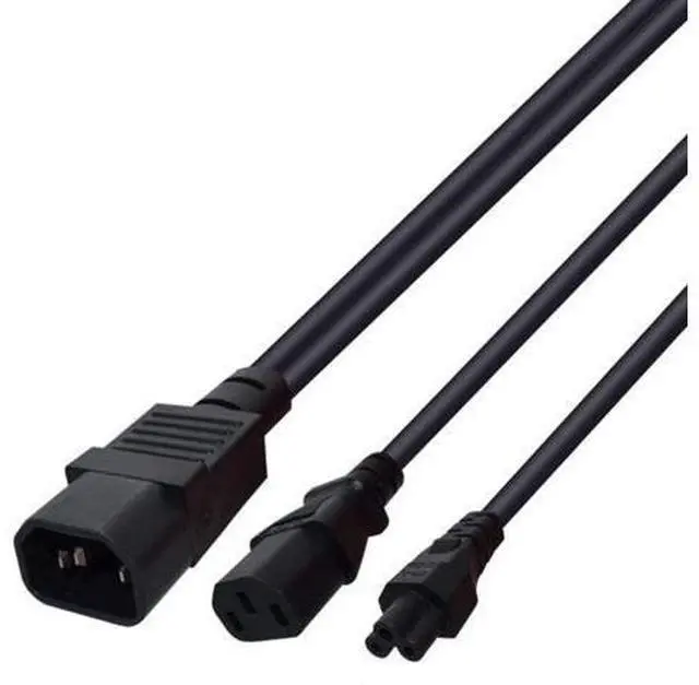 Main image of 1FT C14 Male PDU Style Computer Power Extension Cable Y Splitter Power Plug Cord (C14 to C13+C5)
