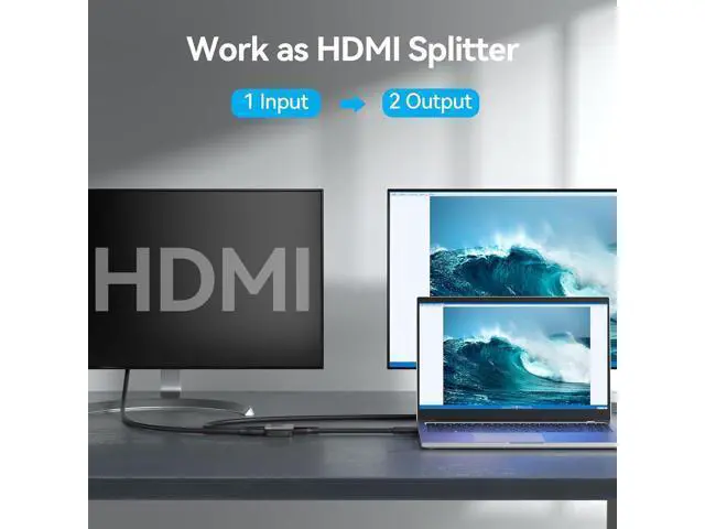 Alt view image 3 of 7 - HDMI Switch 4k@60Hz, VENTION HDMI Switcher 2 in 1 Out Bi-Directional 1 in 2 Out Manual HDMI Switch Supports HDCP 2.2 HDR 3D Compatible with PS5/4 Xbox Blu-Ray Player Fire Stick Roku HDTV Monitor