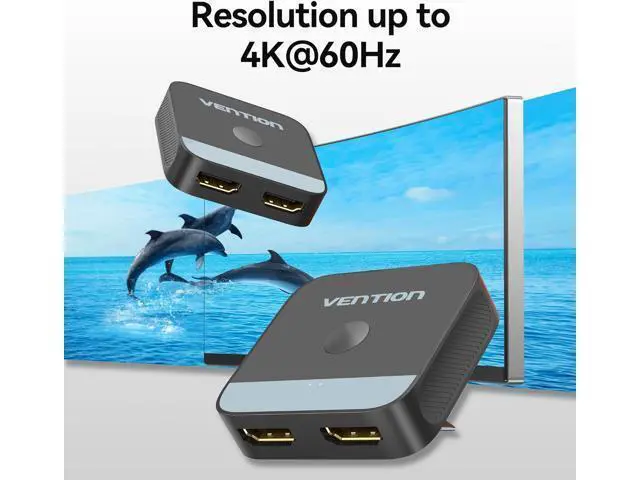 Alt view image 4 of 7 - HDMI Switch 4k@60Hz, VENTION HDMI Switcher 2 in 1 Out Bi-Directional 1 in 2 Out Manual HDMI Switch Supports HDCP 2.2 HDR 3D Compatible with PS5/4 Xbox Blu-Ray Player Fire Stick Roku HDTV Monitor