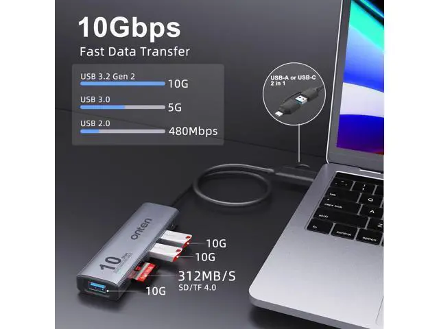 Alt view image 6 of 7 - 4 Port USB HUB, Onten USB 3.0 HUB, USB Splitter with 1.6 ft Cable 4*USB3.0 Port for Laptop MacBook Surface Pro and More USB Devices