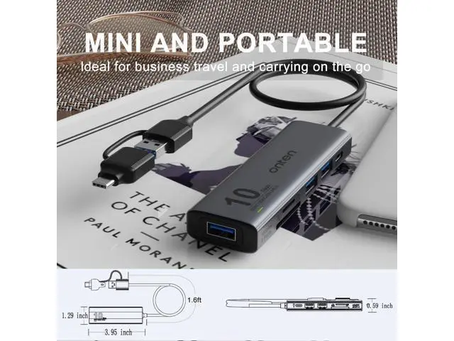 Alt view image 4 of 7 - 4 Port USB HUB, Onten USB 3.0 HUB, USB Splitter with 1.6 ft Cable 4*USB3.0 Port for Laptop MacBook Surface Pro and More USB Devices