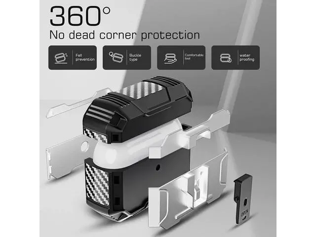 Alt view image 6 of 7 - One Key Pop-up Airpods Pro 2nd Generation Case, Full-Body Hard Shell Protective Rugged Charging Cover Case with Keychain for AirPods, Front LED Visible,Silver