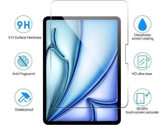 Alt view image 2 of 7 - -2 Pack New iPad Air 11 Inch M2 2024 Screen Protector Tempered Glass Flim, 9H Hardness HD Clear Compatible Face ID & Case Friendly for iPad Air 11" 6th Gen