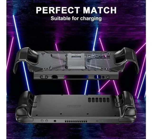 Alt view image 3 of 7 - Protective Case for Steam Deck with Fold Kickstand, TPU Protector Cover Accessories with Stand & Shoulder Strap, Full Protection, Non-Slip, Anti-Collision for Steam Deck - Black