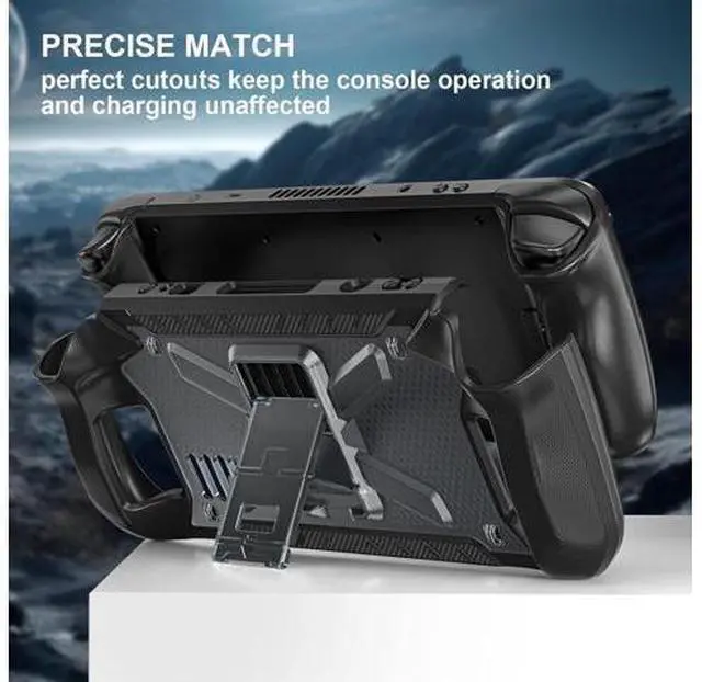 Alt view image 4 of 7 - Protective Case for Steam Deck with Fold Kickstand, TPU Protector Cover Accessories with Stand & Shoulder Strap, Full Protection, Non-Slip, Anti-Collision for Steam Deck - Black
