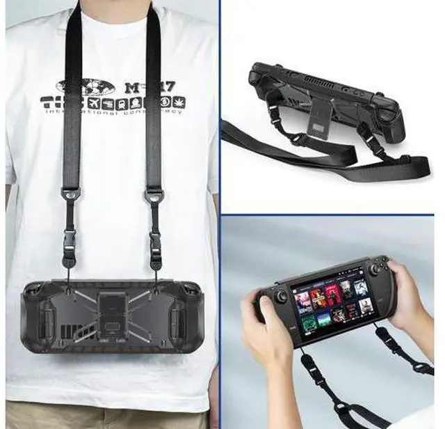Alt view image 7 of 7 - Protective Case for Steam Deck with Fold Kickstand, TPU Protector Cover Accessories with Stand & Shoulder Strap, Full Protection, Non-Slip, Anti-Collision for Steam Deck - Black