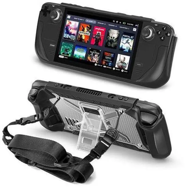 Main image of Protective Case for Steam Deck with Fold Kickstand, TPU Protector Cover Accessories with Stand & Shoulder Strap, Full Protection, Non-Slip, Anti-Collision for Steam Deck - Transparent