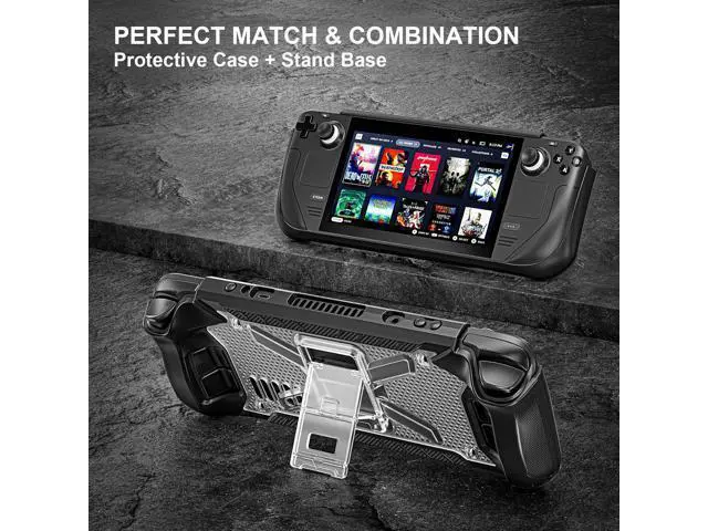 Alt view image 2 of 7 - Protective Case for Steam Deck with Fold Kickstand, TPU Protector Cover Accessories with Stand & Shoulder Strap, Full Protection, Non-Slip, Anti-Collision for Steam Deck - Transparent