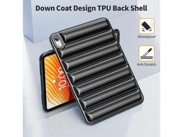 Alt view image 3 of 7 - for iPad 10th Generation Case 2022, Down Jacket Design Air Cushion Shockproof Protective Anti-Scratch Case for Girls Kids Light Weight TPU Tablet Cover for iPad 10th Gen 10.9 inch Black