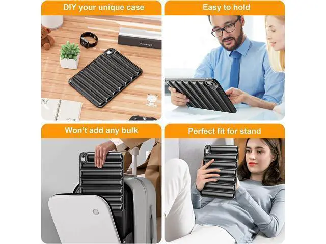 Alt view image 6 of 7 - for iPad 10th Generation Case 2022, Down Jacket Design Air Cushion Shockproof Protective Anti-Scratch Case for Girls Kids Light Weight TPU Tablet Cover for iPad 10th Gen 10.9 inch Black