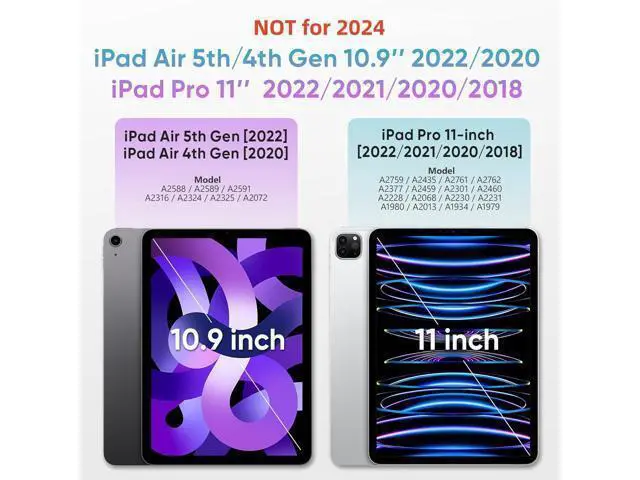 Alt view image 2 of 7 - for iPad Pro 11 inch Case & iPad Air 5th/4th Generation Case with Pencil Holder/Screen Protector/Hand Strap Stand, Protective Drop Proof Case for Pro 11 4th/3th/2nd/1st & Air 5/4 - Black