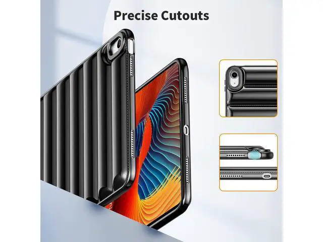 Alt view image 7 of 7 - for iPad 10th Generation Case 2022, Down Jacket Design Air Cushion Shockproof Protective Anti-Scratch Case for Girls Kids Light Weight TPU Tablet Cover for iPad 10th Gen 10.9 inch Black