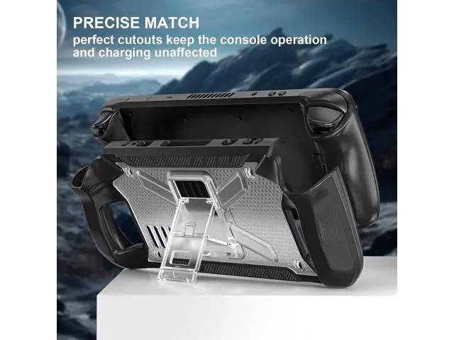 Alt view image 4 of 7 - Protective Case for Steam Deck with Fold Kickstand, TPU Protector Cover Accessories with Stand & Shoulder Strap, Full Protection, Non-Slip, Anti-Collision for Steam Deck - Transparent