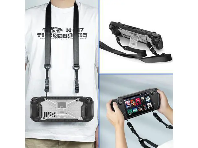 Alt view image 7 of 7 - Protective Case for Steam Deck with Fold Kickstand, TPU Protector Cover Accessories with Stand & Shoulder Strap, Full Protection, Non-Slip, Anti-Collision for Steam Deck - Transparent