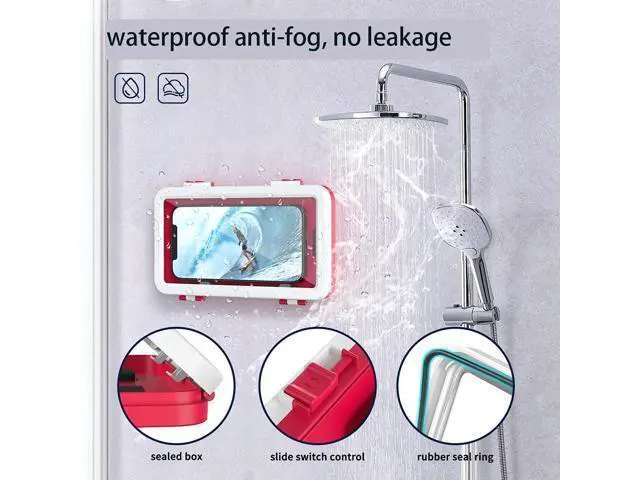 Alt view image 3 of 6 - Shower Phone Holder Fits 4-7 inches Cell Phone for Wall Mirror Bathtub, 360 Rotating Adhesive iPhone Case for Vertically and Horizontally with Anti-Fog Screen Sensitivity