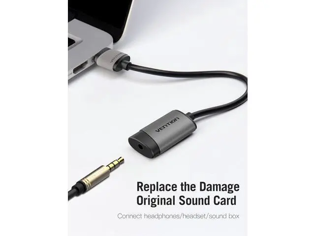 Alt view image 2 of 7 - USB Sound Card, VENTION 3.5mm Sound Card External USB Audio Adapter Compatible with pc Windows 10, MAC, Linux, Laptops, Desktops, PS5