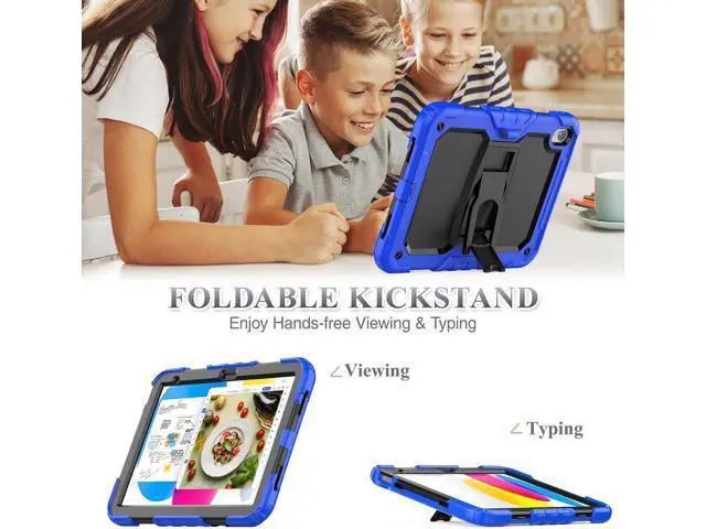 Alt view image 2 of 7 - for Pad 10th Generation Case 10.9'' with Screen Protector Pencil Holder Shoulder Strap & Stand, Drop-Proof Case for Pad 10th Generation 2022 10.9 inch (Blue)