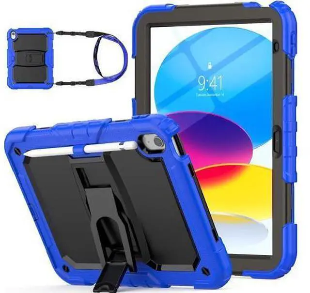 Main image of for Pad 10th Generation Case 10.9'' with Screen Protector Pencil Holder Shoulder Strap & Stand, Drop-Proof Case for Pad 10th Generation 2022 10.9 inch (Blue)